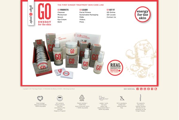 The Ginger People, GO skincare website