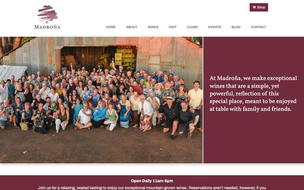 Madro&ntilde;a Vineyards website