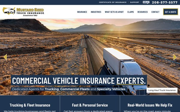 Mustard Seed Truck Insurance website