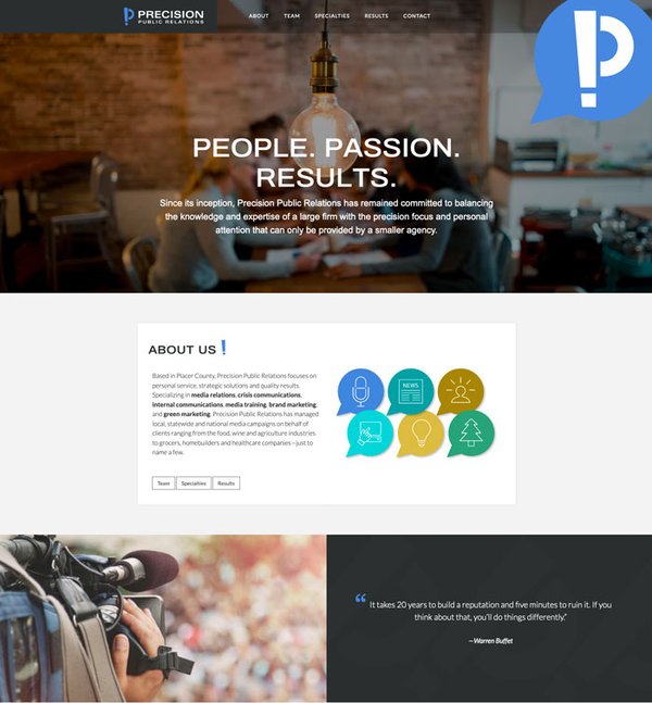 Precision Public Relations website